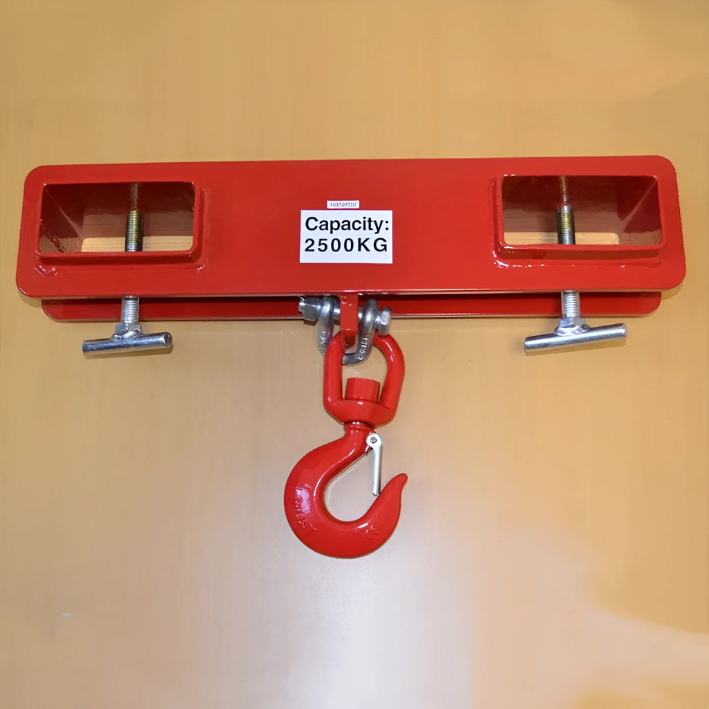 Rotatable drum crane locking forklift hook with safety device for mobile crane conversions