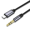 Silver nylon braided audio cable with 3.5mm connectors in three length options