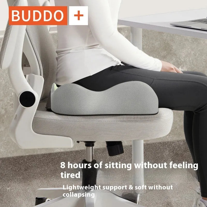 Memory foam waist and tailbone support seat cushion in a blue and grey colour combination.