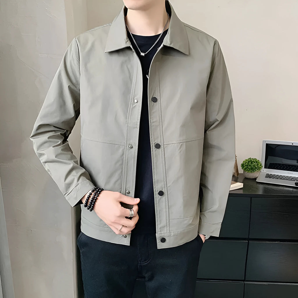 Men's Korean style single-layer jacket in polyester fabric for spring and autumn wear