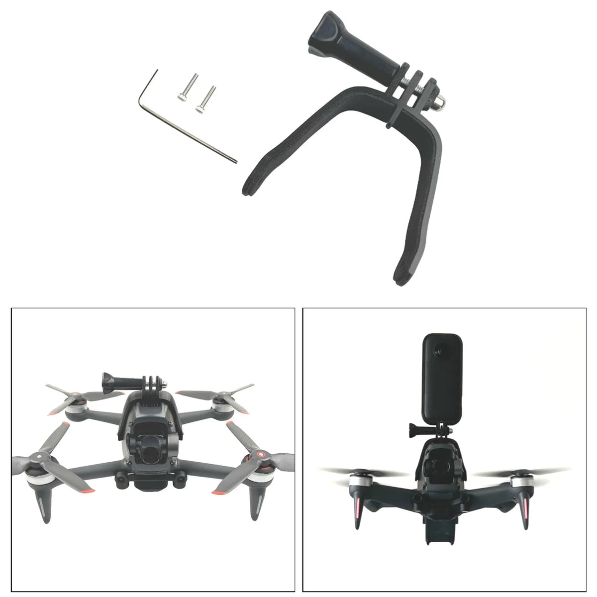 3D printed hard plastic expansion bracket with soft sponge padding for GoPro camera mounting