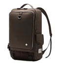 Modern army green Oxford cloth men's backpack showing large main compartment and adjustable straps.