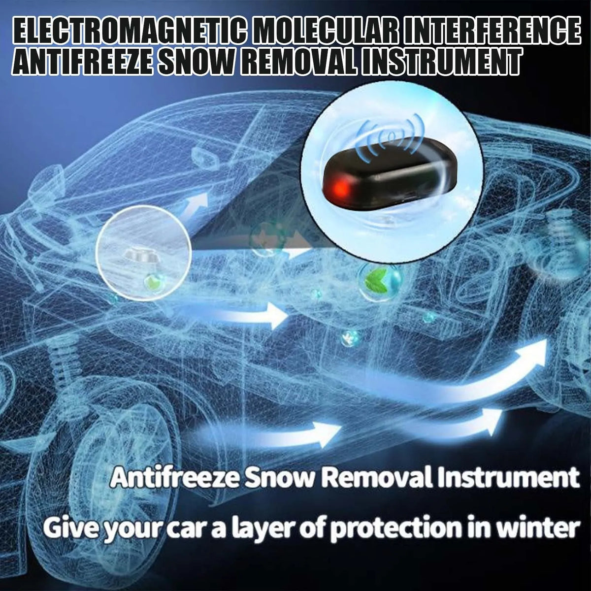Compact black car deicing tool for snow removal from windscreens