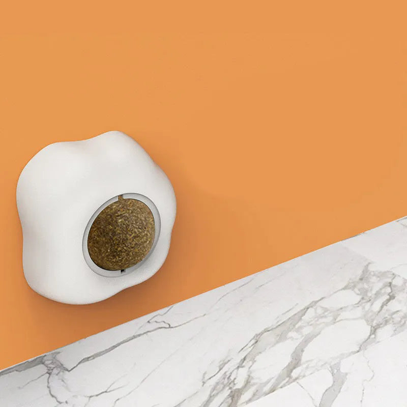 Interactive catnip ball toy in fried egg and poached egg shapes with natural filling