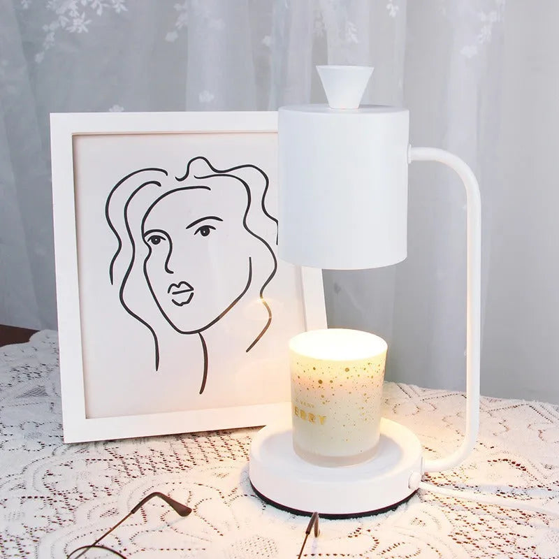 European style aromatherapy wax melt lamp with dimmer switch in white finish