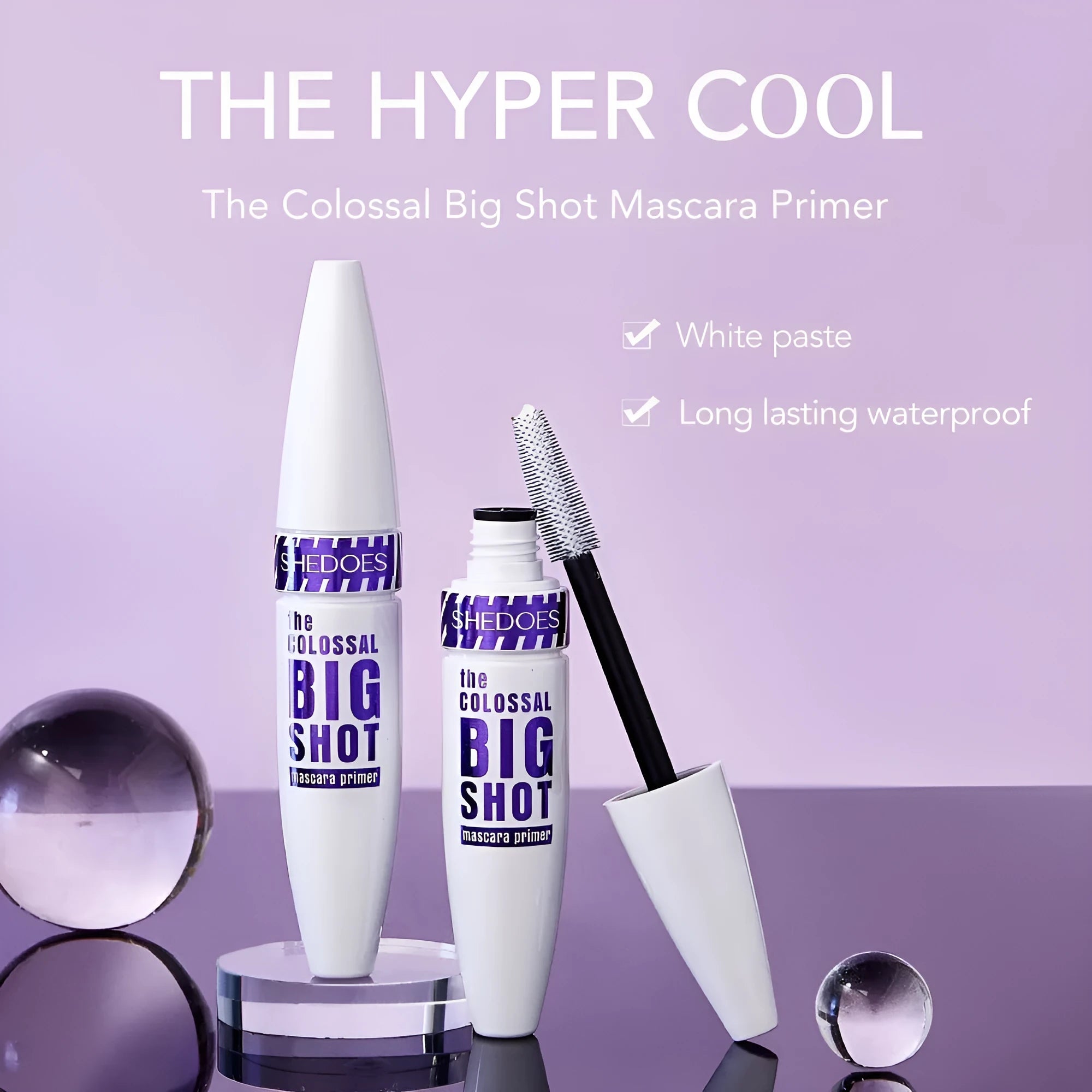White waterproof mascara tube with 10ML capacity for curling and shaping