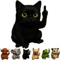 Small resin animal figurine on desk giving middle finger, 5cm tall.