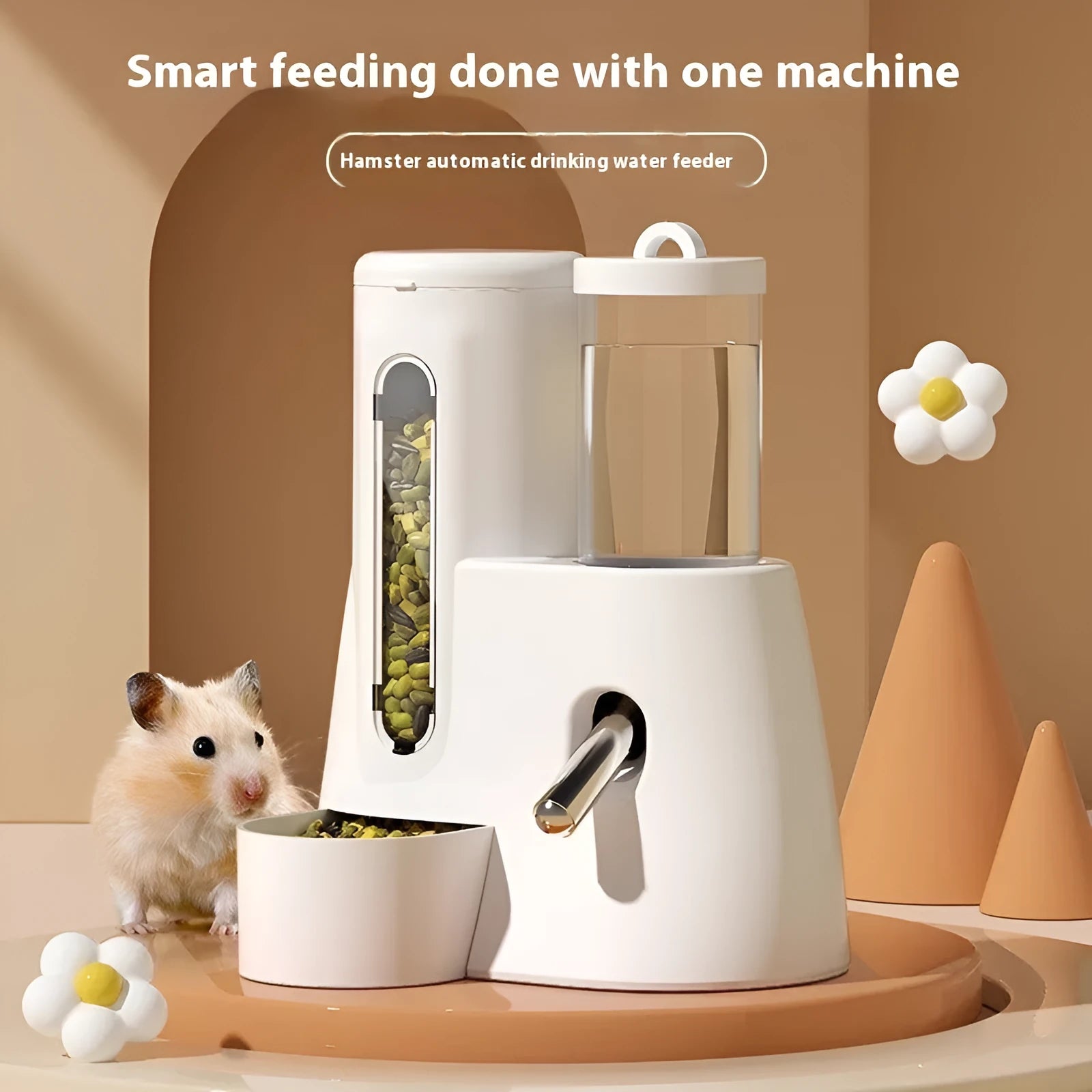 Hamster automatic drinking water feeder with food basin in blue colour