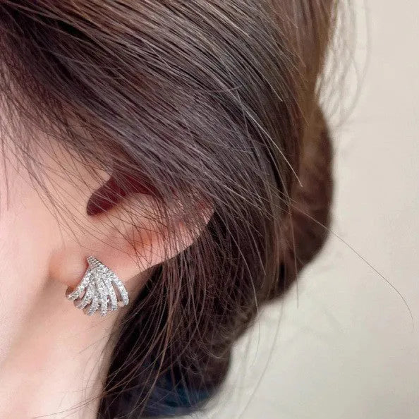 Geometric zircon earrings with platinum electroplating and European-American styling design