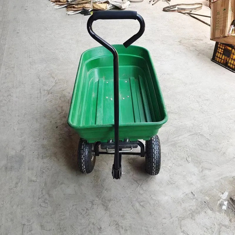 Green four-wheel plastic dumptruck with a large steel PP bed, TC2145 model.