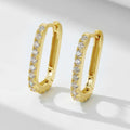 S925 sterling silver geometric ear clip earrings with oval zircon stones in yellow and white colour options