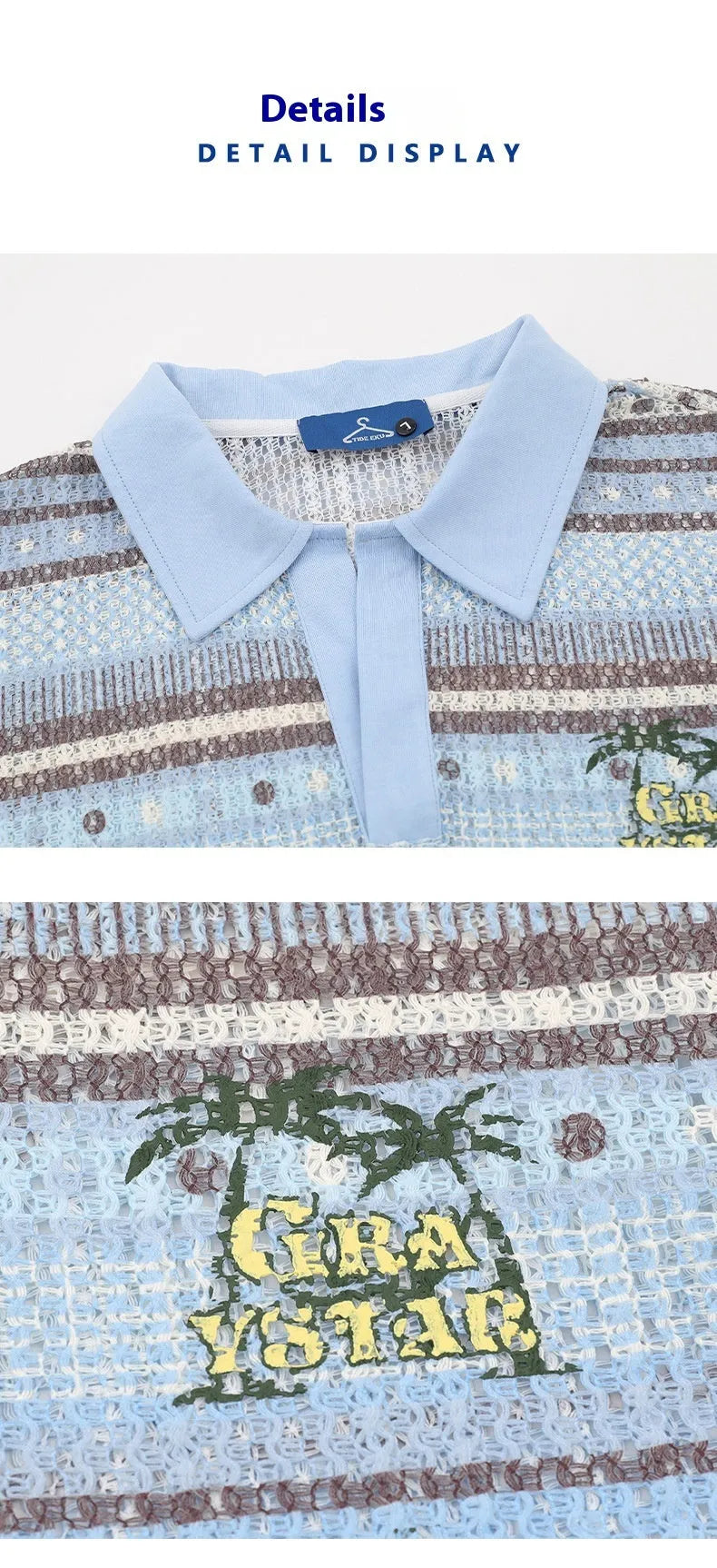 Men's blue and yellow printed short sleeve polyester shirt with loose fit design for casual wear