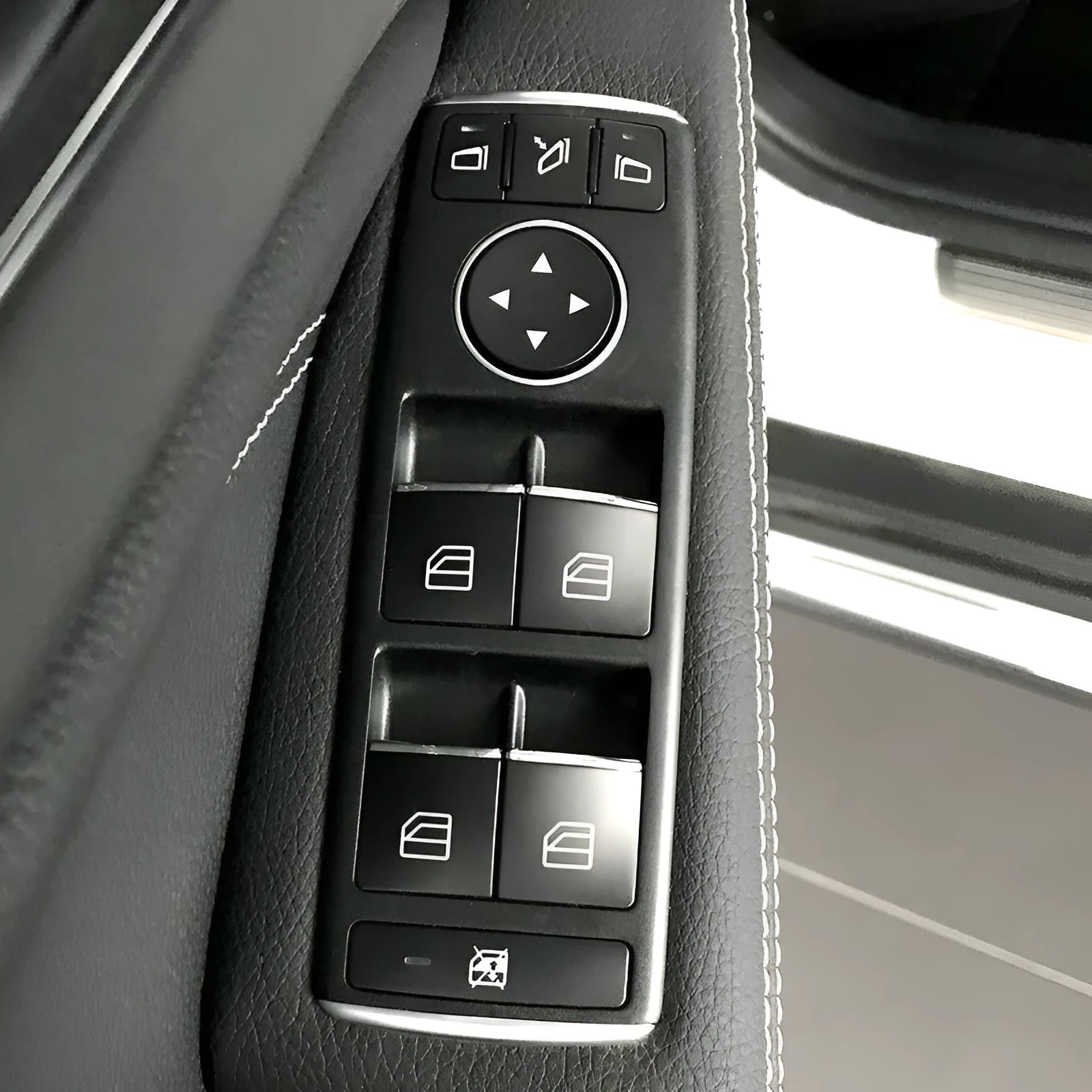 Black glitter decorative sticker for car window lift button modification on ABS plastic backing