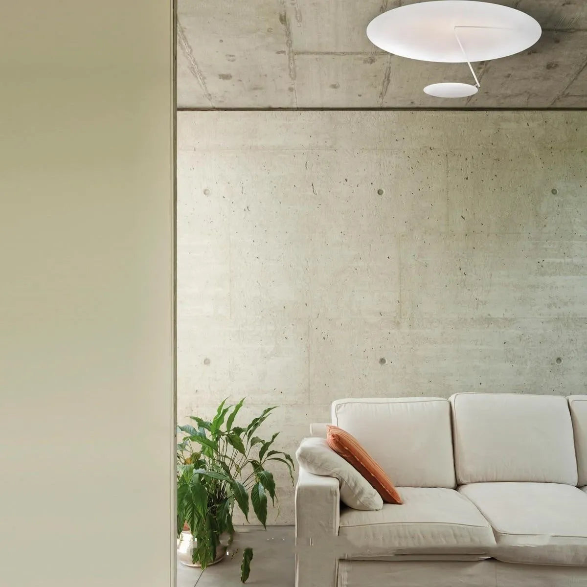 50cm diameter iron ceiling lamp with warm white LED light in living room setting