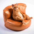 Resin lazy cat and sofa car dashboard ornament set, 7.5cm high.