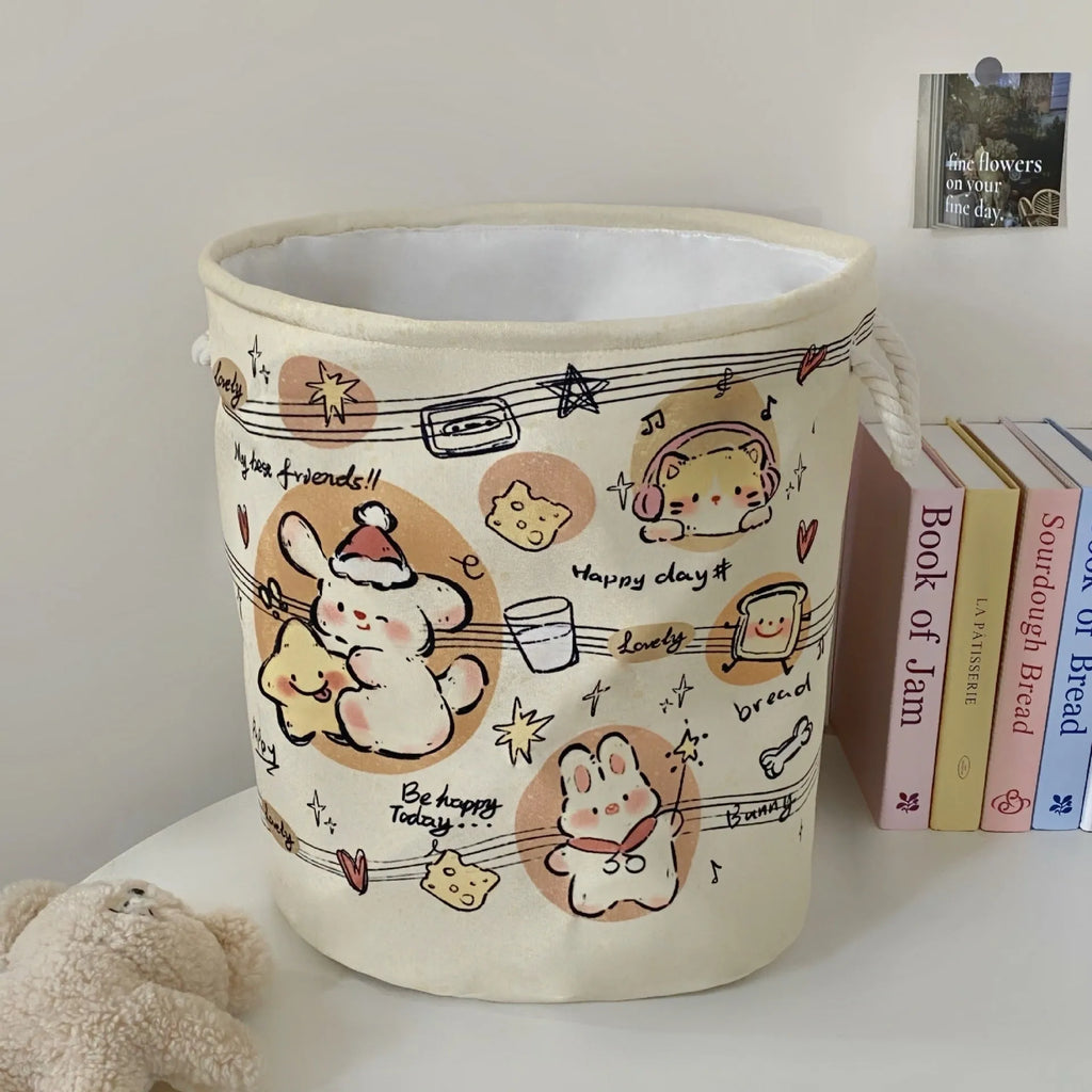 Foldable cotton laundry basket in modern simple style with large capacity for bedroom storage