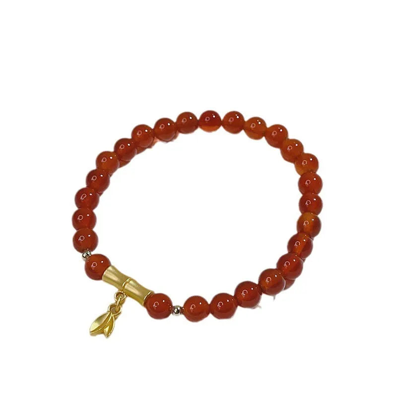 Red agate bracelet for women with Chinese style dragon or lucky bag design manual craftsmanship