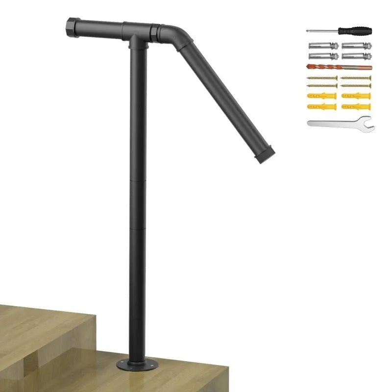 Black metal American style ladder support bracket for minimalist household stairs