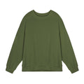 Men's loose long-sleeved sweater in twill jacquard fabric, shown in Army Green colour with a round neck.