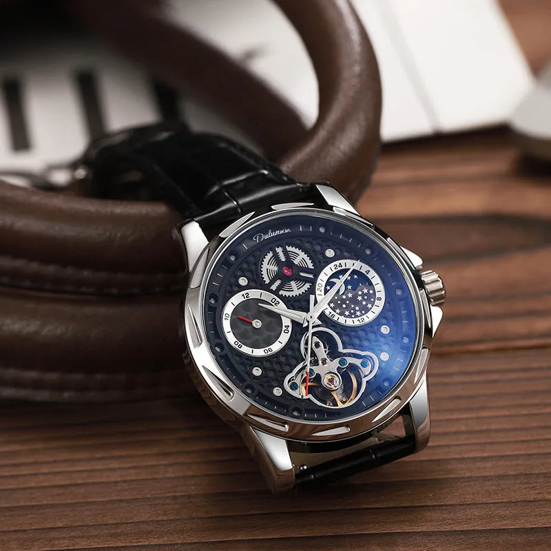 Men's waterproof automatic watch with luminous hands and stainless steel case