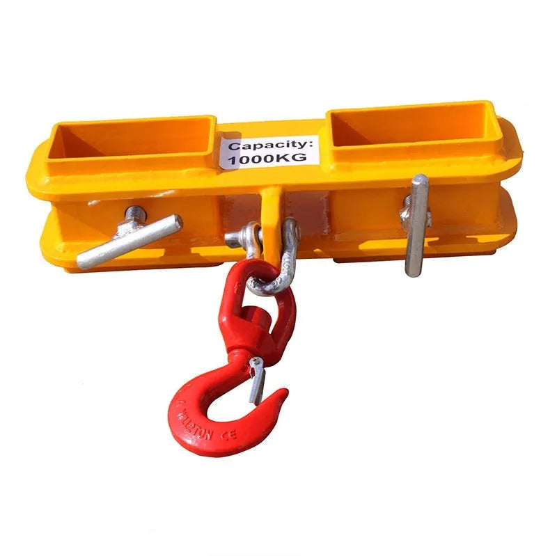 Rotatable drum crane locking forklift hook with safety device for mobile crane conversions