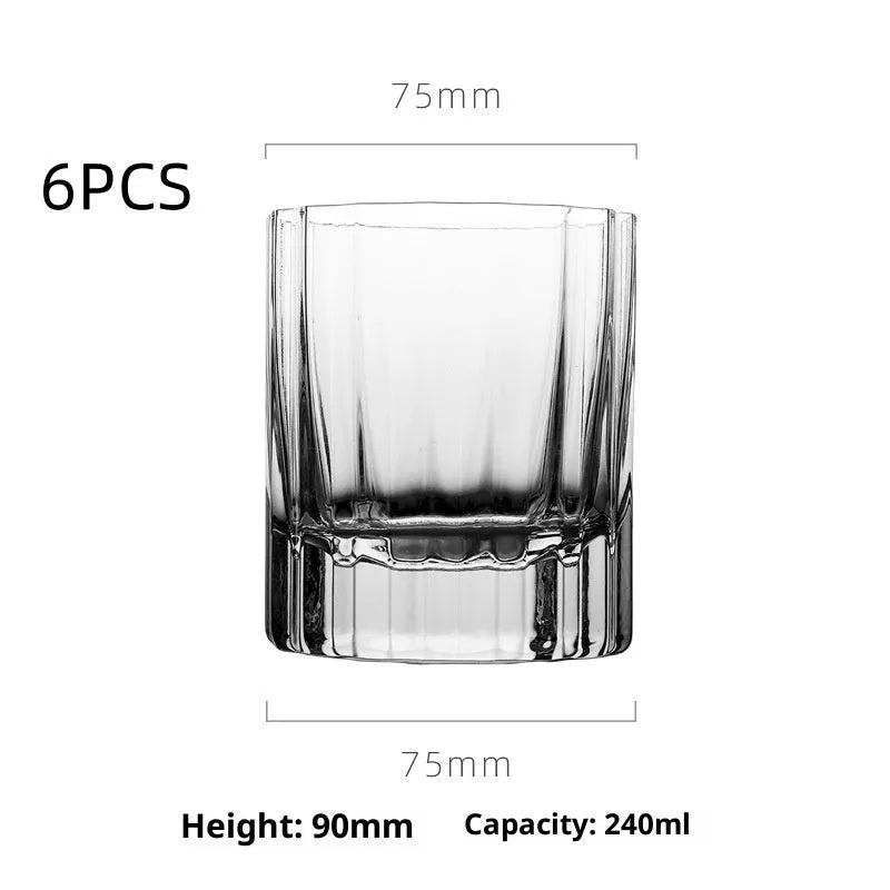 Crystal whiskey glass with thick bottom and lace design, 301-400ml capacity, single glass