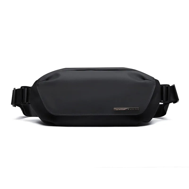 Black Oxford cloth men's messenger bag with cross-body strap and street style design