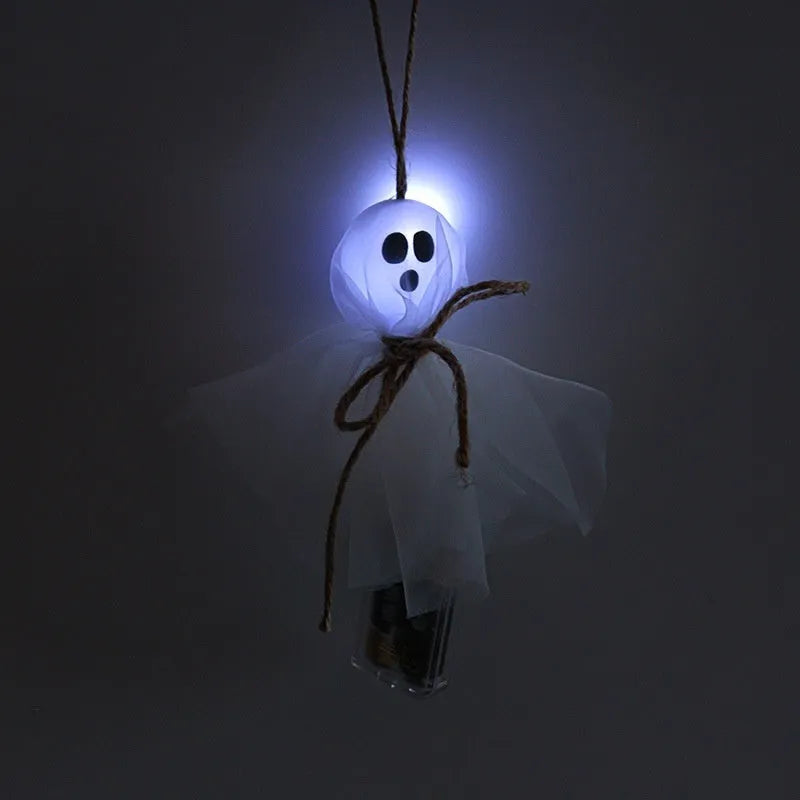 Halloween LED lighting chain with 20 colourful ghost design lights and battery box