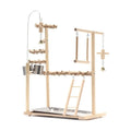 Solid wood and pepperwood bird playground stand with metal accessories for all birds, No. 5 and No. 6