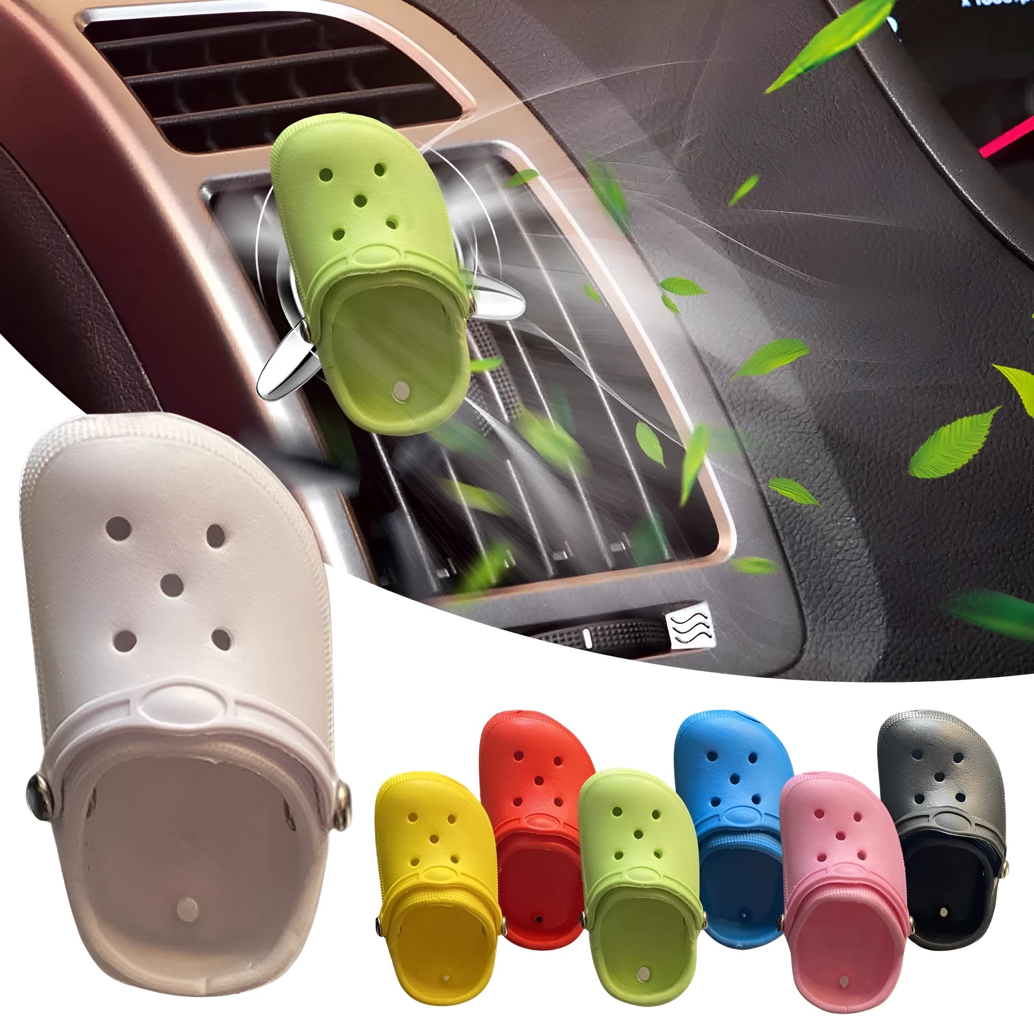 Colourful plastic mini shoe car air vent aromatherapy diffuser.