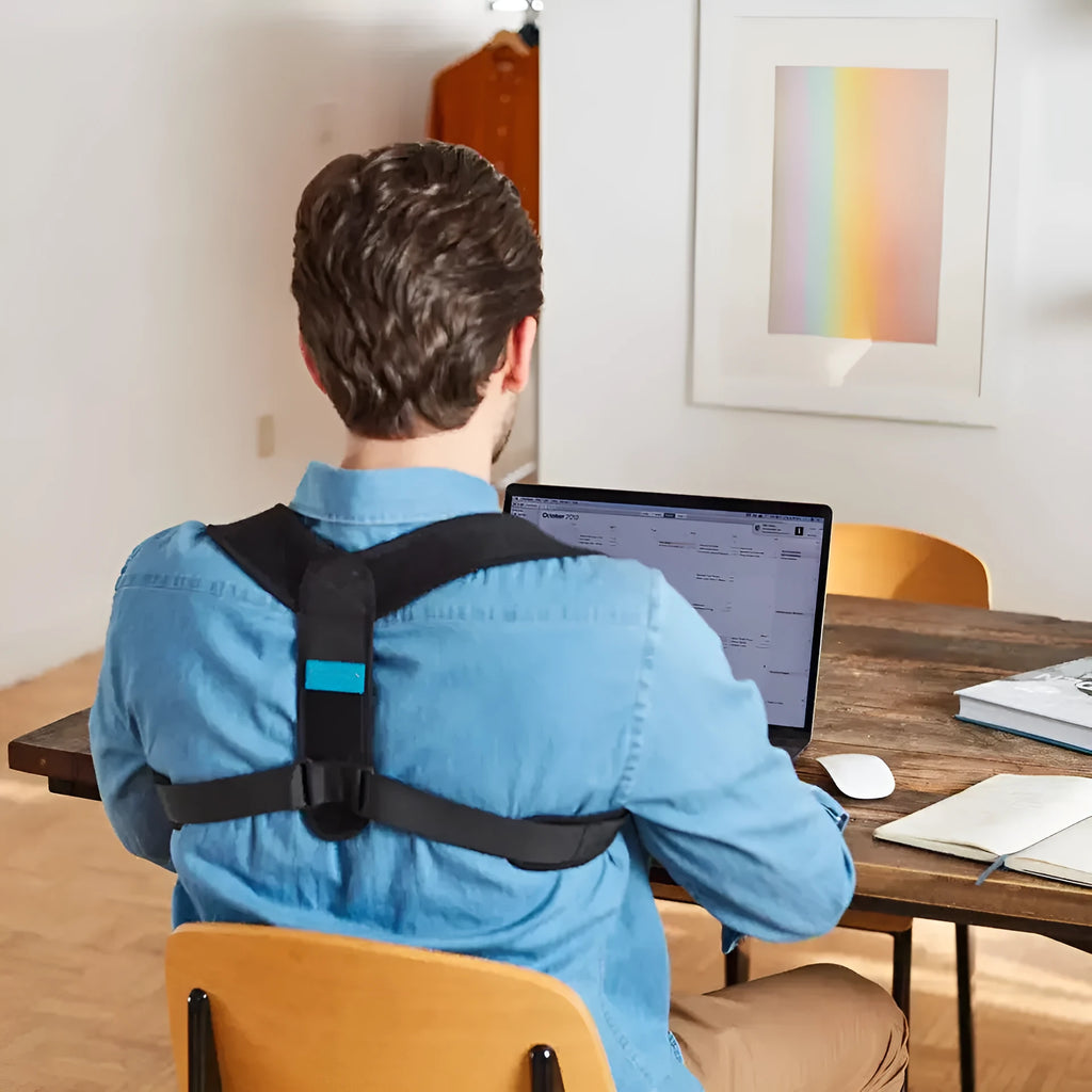 Black adjustable invisible posture correction strap for back and shoulder support