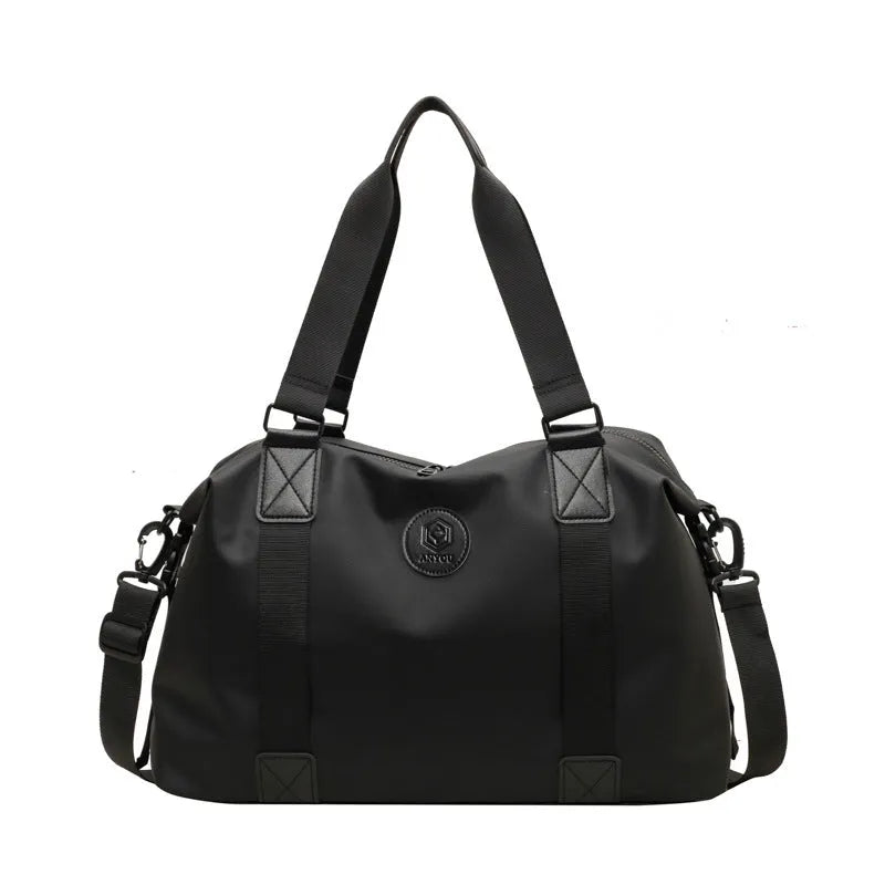 Waterproof Oxford cloth travel bag with dry-wet separation compartments and spine protection in solid colour options