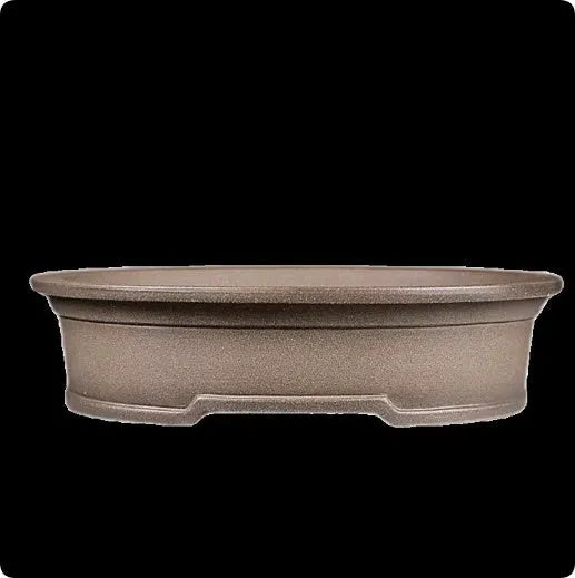 Handmade antique purple sand ceramic oval flower pot for succulents, dimensions 25cm by 21cm.