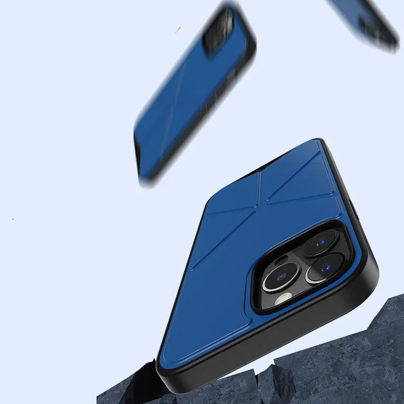 Clear iPhone 13 series TPU case with integrated kickstand in black colour option