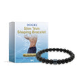 Men's black gallstone and glass body shaping wristband bracelet.