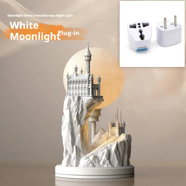 White composite gypsum bedside table lamp with plug and wire control switch