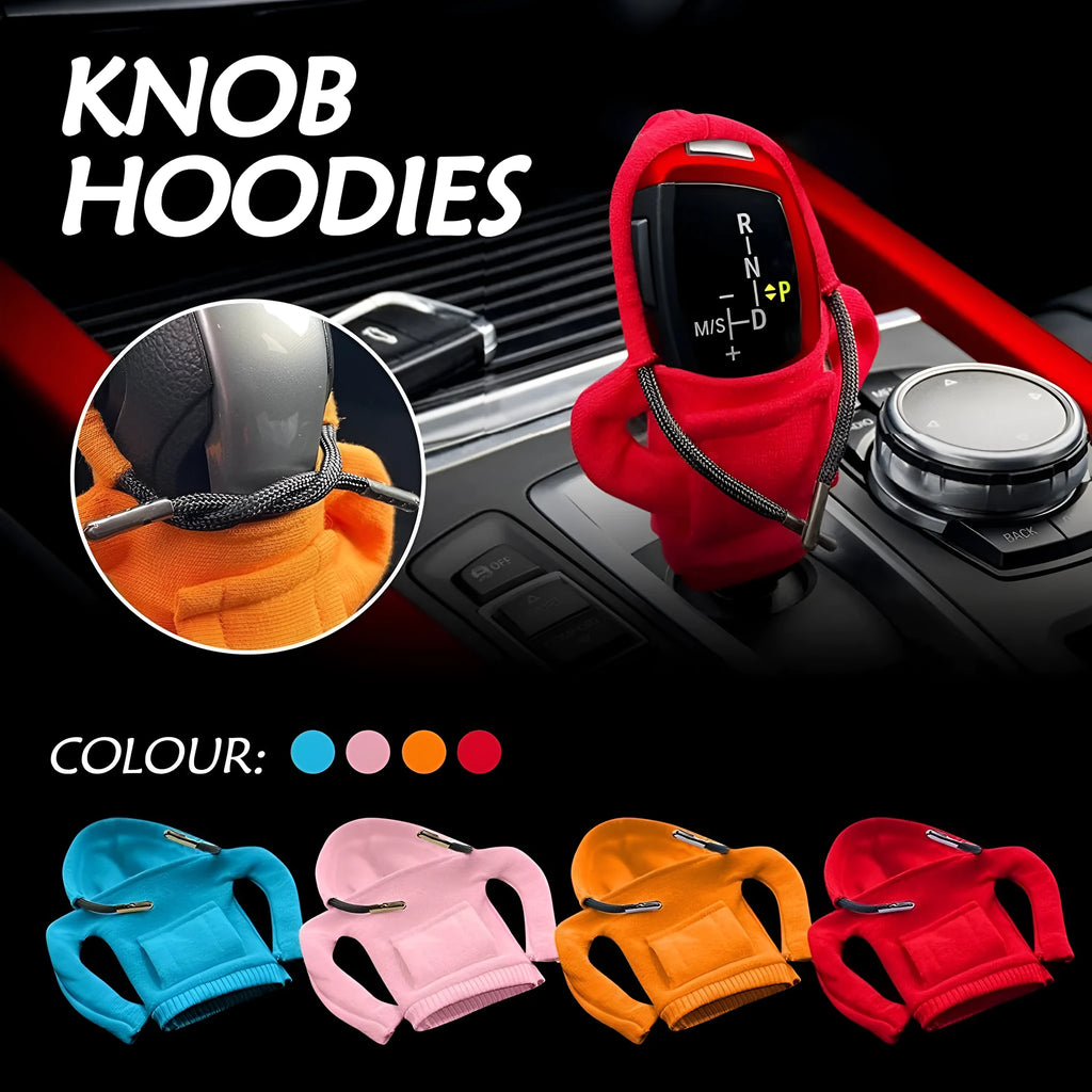Knitted cloth car gear shift knob cover measuring 13 by 8 cm in blue colour