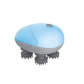 Blue handheld electric pet massager with four rotating heads for cats and dogs
