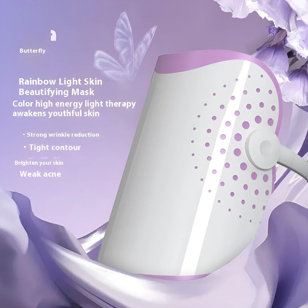 White and purple photon beauty mask IPL device with plug-in power cord