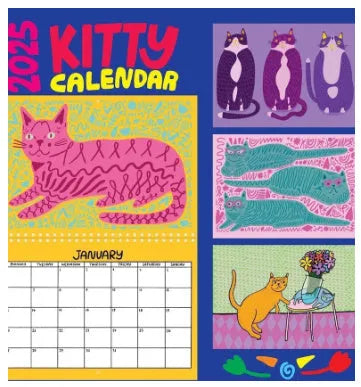 Cat-themed wall calendar planner for 2024 or 2025 on paper
