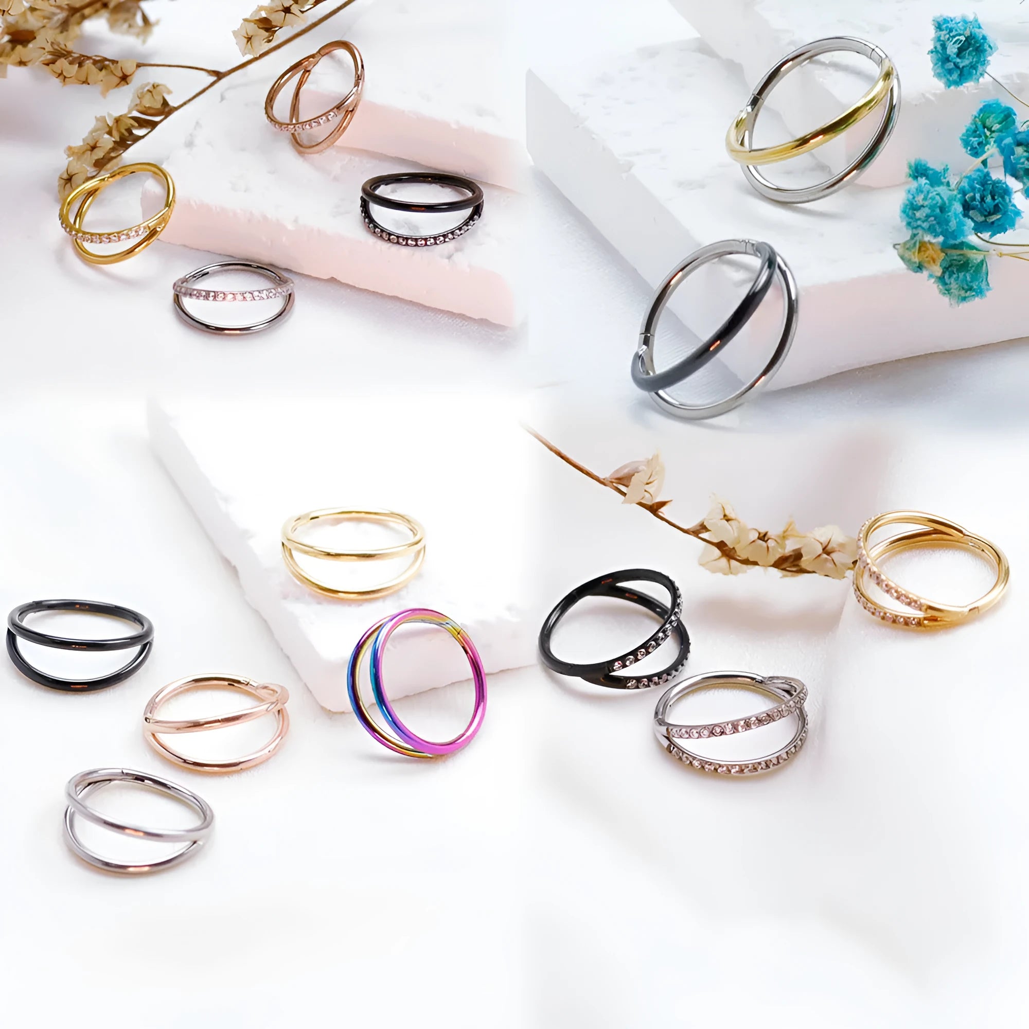 F136 titanium alloy fork nose ring body piercing jewellery in silver finish.