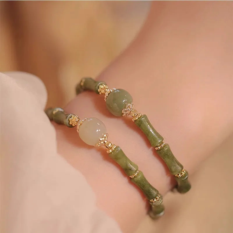 Geometric Hetian jade bracelet in dark green and light colour options