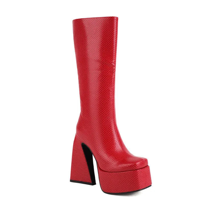 Women's casual high boot in artificial PU, shown in black, with a size 38 label.