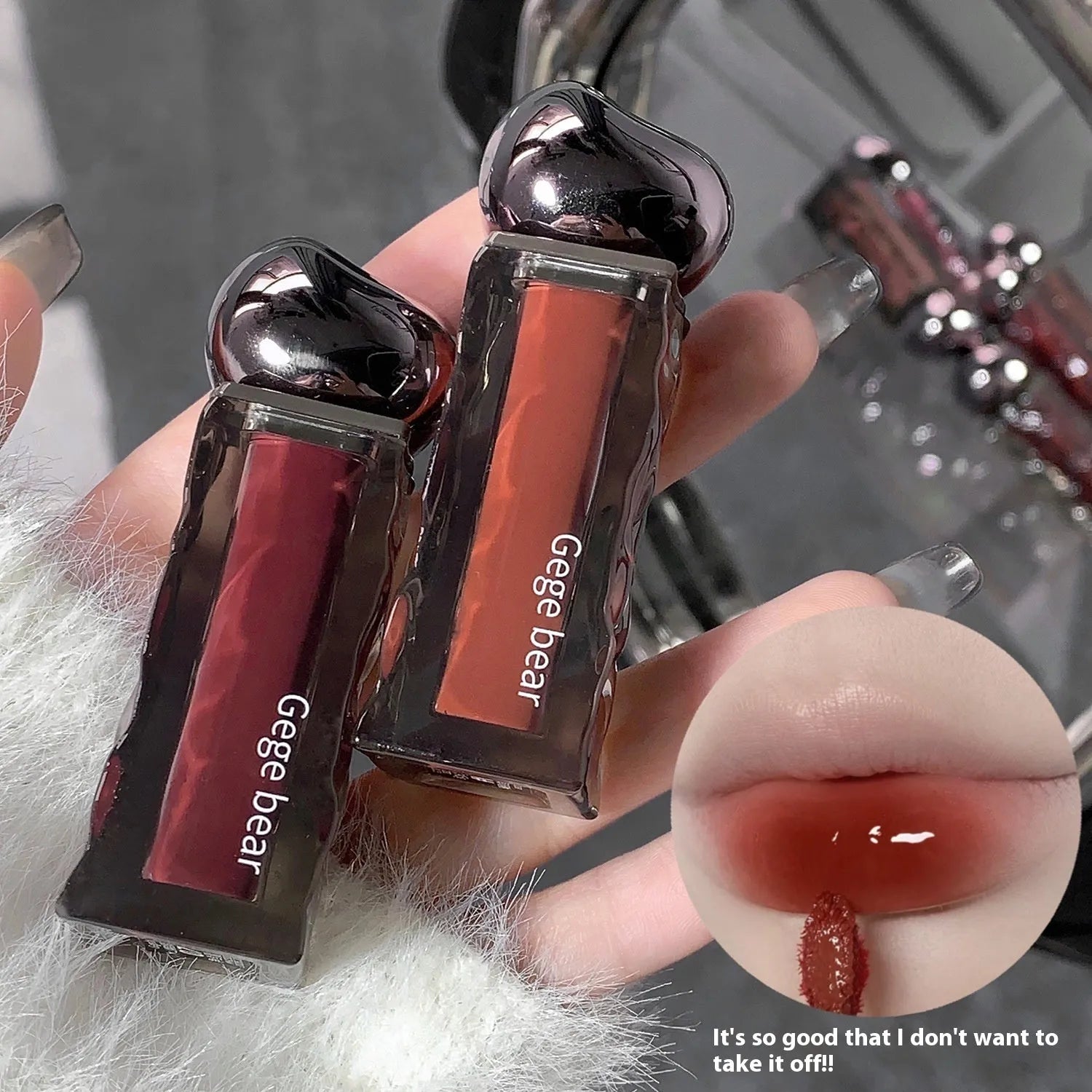 Glacier Lava lip lacquer with mirror applicator in seven colour shades