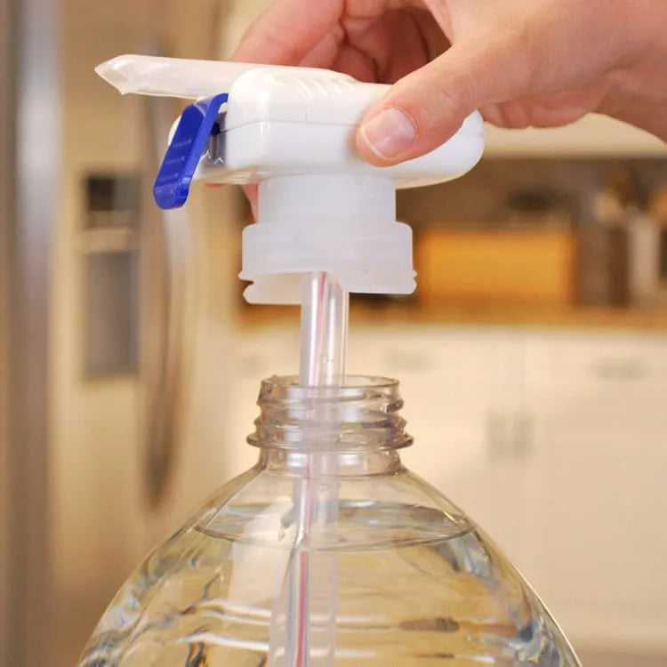 Electric beverage pumping device with silicone straws and blue pressure handle in colour box packaging
