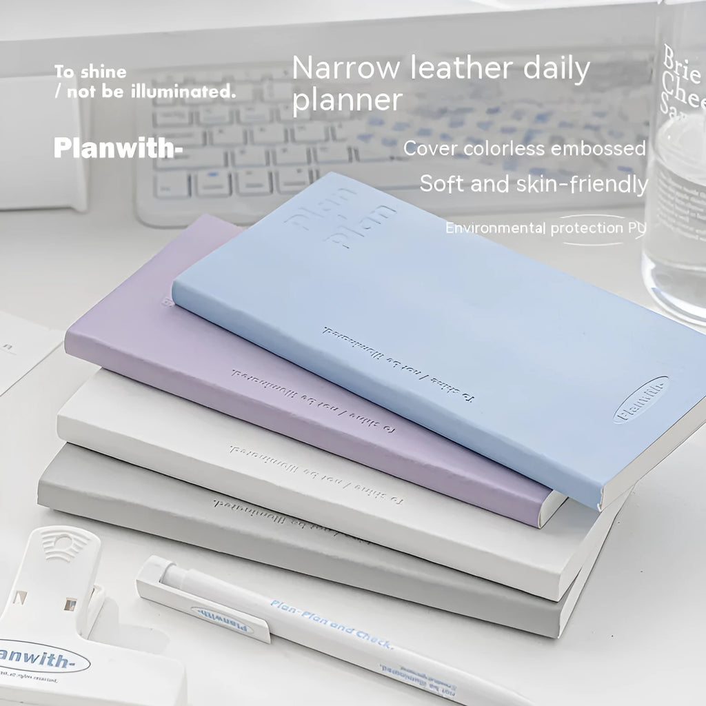 Embossed meter book notebook showing cover colour options including white, purple, blue, grey, and protective cover
