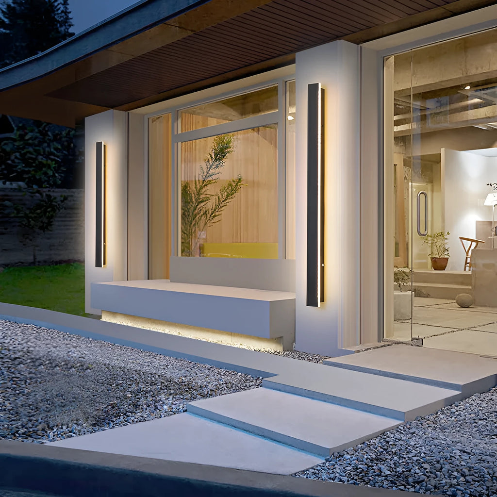 Outdoor LED strip wall lamp with straight design and wrought iron shell, 150cm length