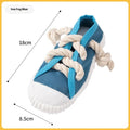 Dog squeaker toy shaped like slippers in yellow, black, or blue for chewing and stress relief