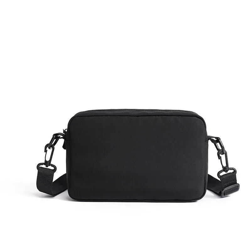 Men's black nylon ultra-light messenger shoulder bag for business travel and student leisure