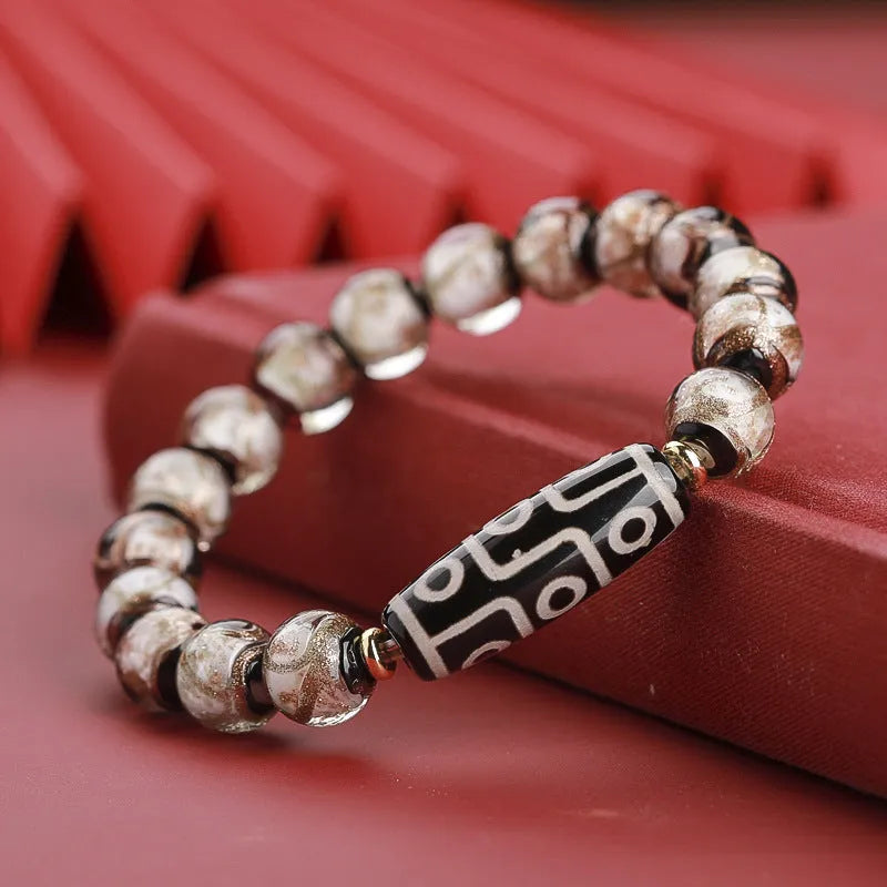 Ancient Chinese style bracelet with colourful coloured glaze beads and snake patterns in 10mm 12mm 14mm sizes